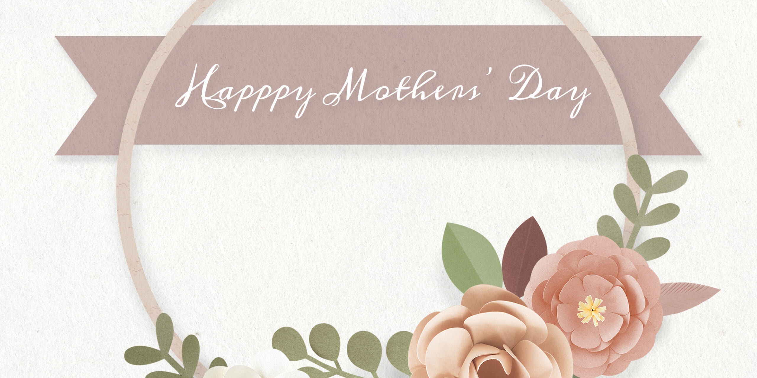 Round paper craft flower wreath vector